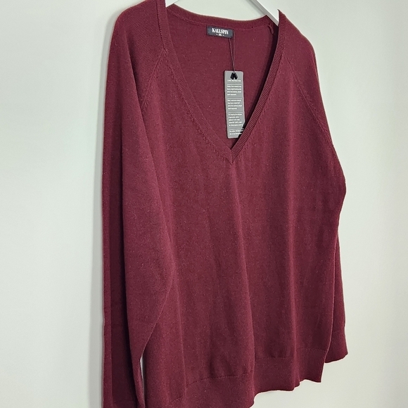 NWT Men's Kallspin Luxury Cashmere Blend Relaxed V-Neck Pullover Sweater XXL - Picture 3 of 10